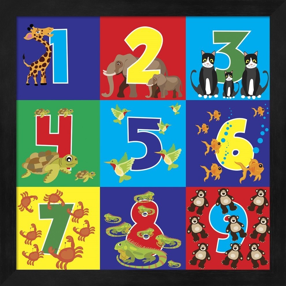 Number Puzzle by Erin Clark Framed Art, Size 13.25 X 13.25