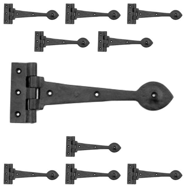 Wrought Iron Strap Hinge Heart Tip Textured 10" Pack of 10 Rustic