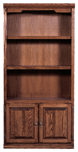 Traditional Bookcase With Lower Doors, Golden Oak