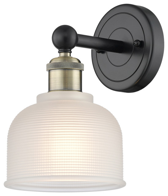 Dayton 1Light 6" Sconce, Black Antique Brass Finish Industrial