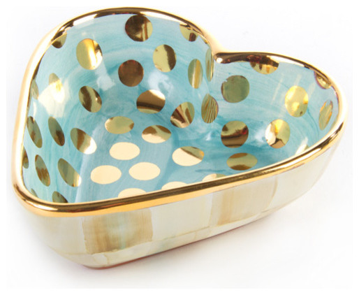 Parchment Check Heart Bowl - Small | MacKenzie-Childs