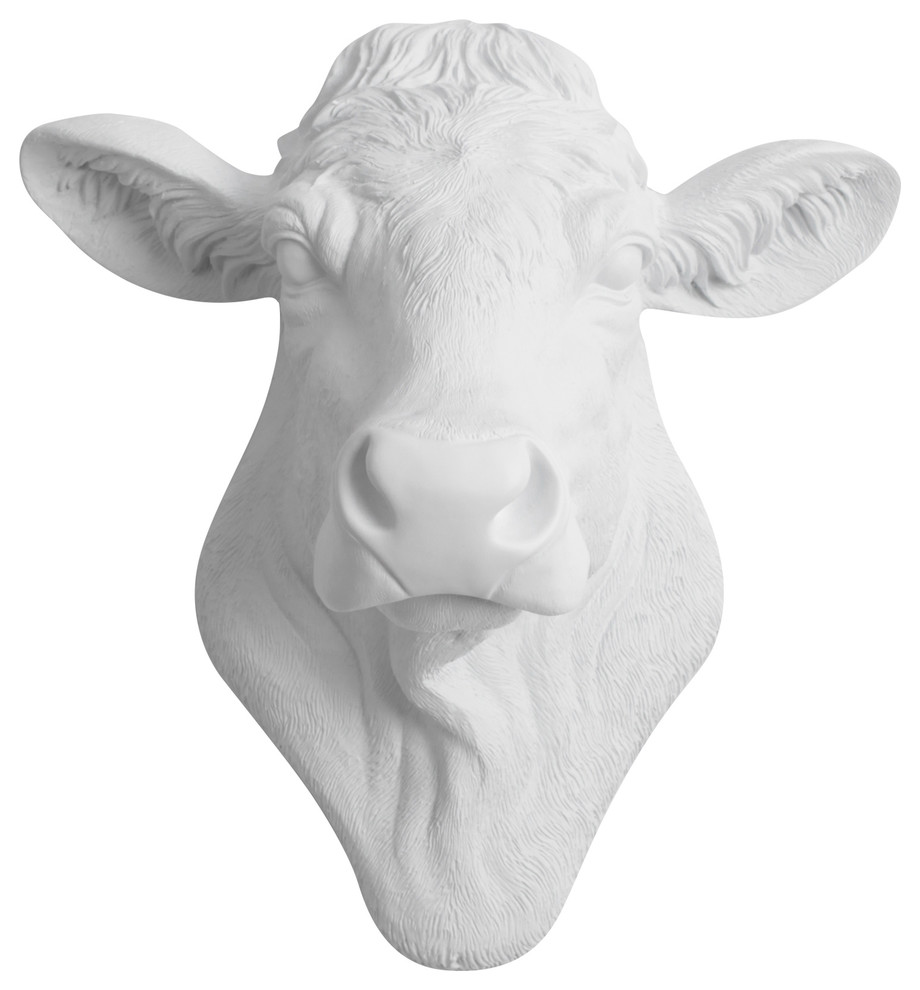 Faux Resin Cow Head Wall Mount Contemporary Wall Sculptures by