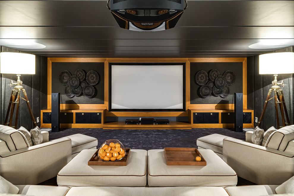 Design ideas for a transitional home theatre in Moscow.