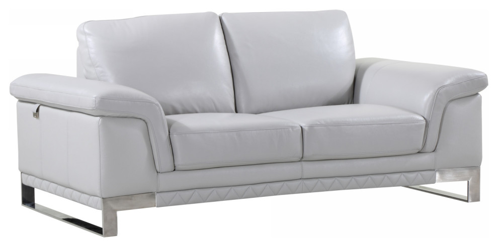 32" Lovely Light Grey Leather Loveseat - Contemporary - Loveseats - by ...