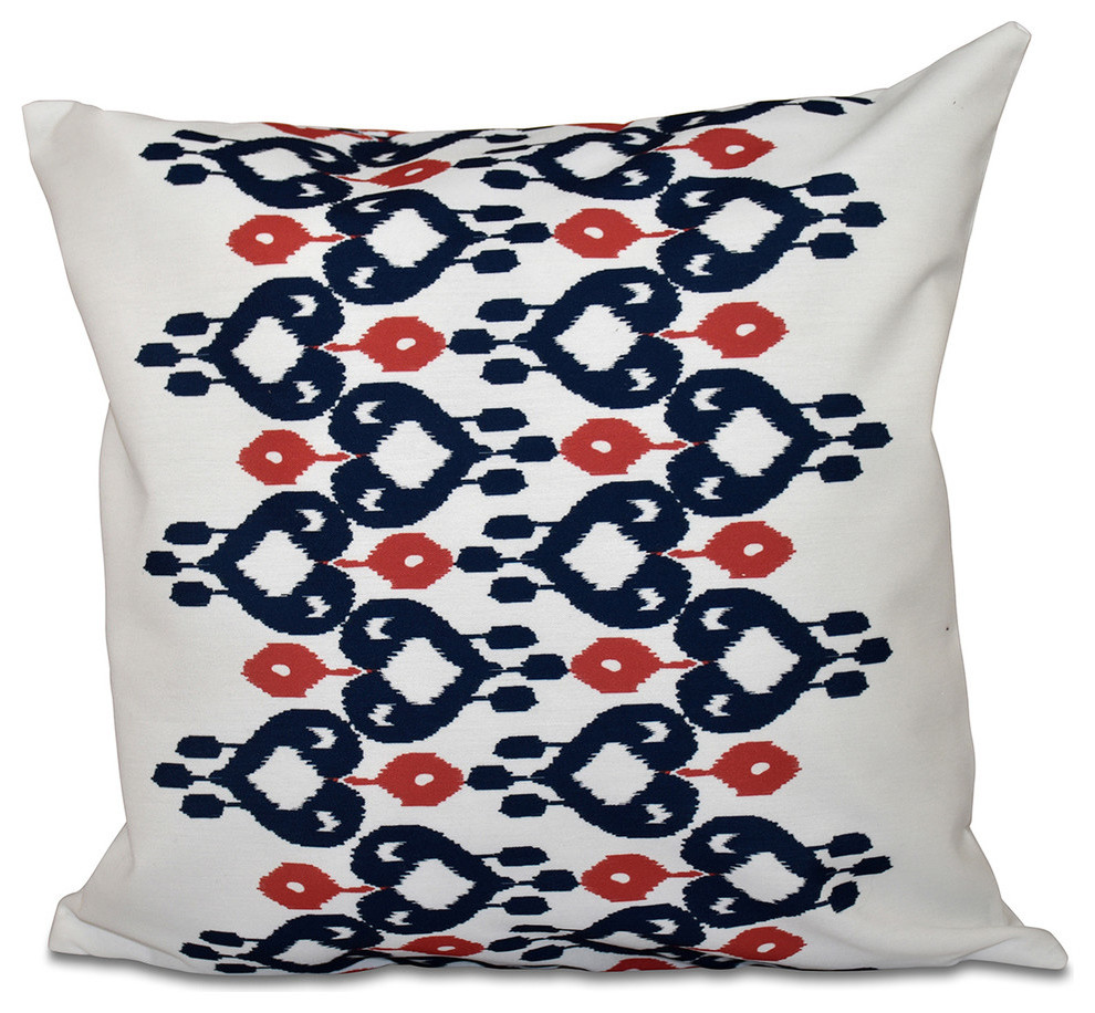 Boho Chic , Geometric Outdoor Pillow, Navy Blue, 20"x20"