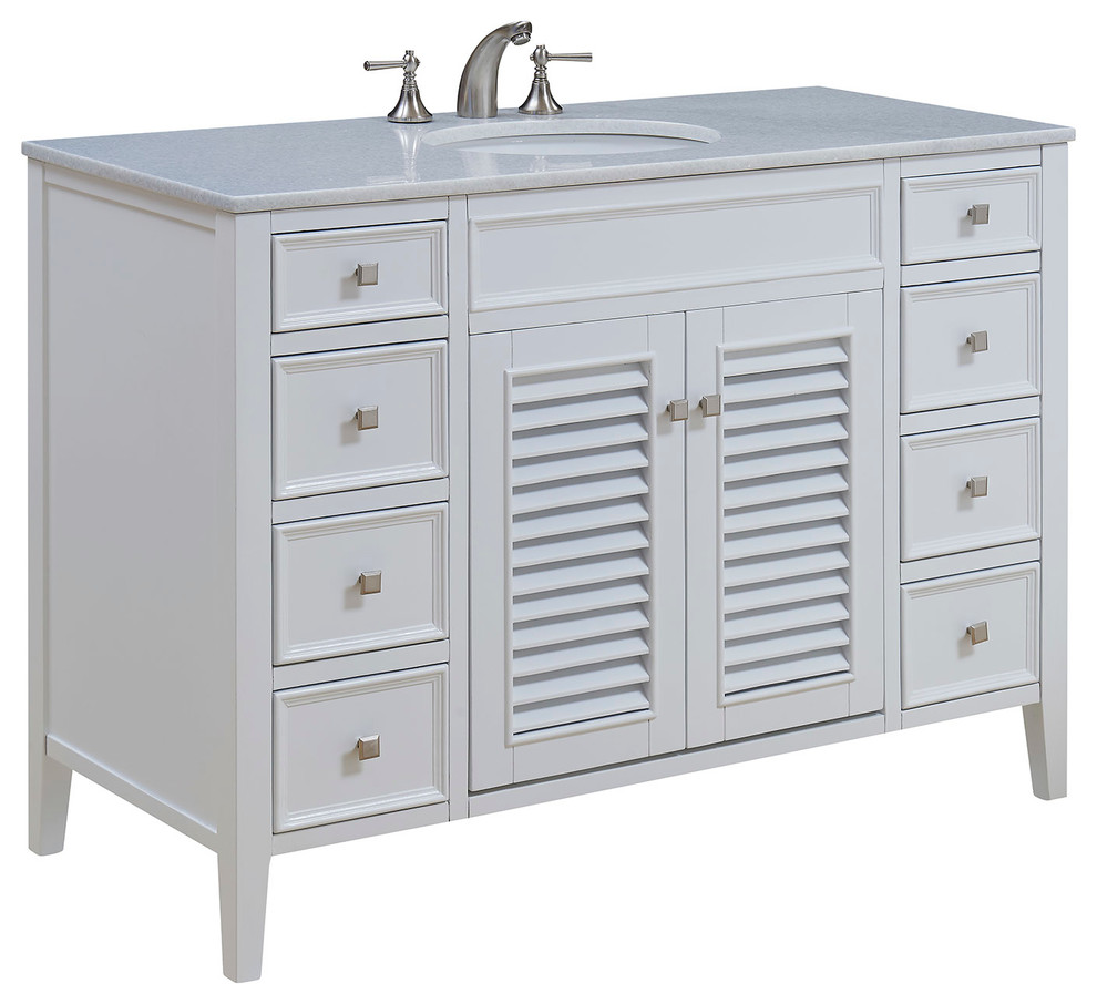 Cape Cod 48" Single Bathroom Vanity Set, White Beach Style Bathroom