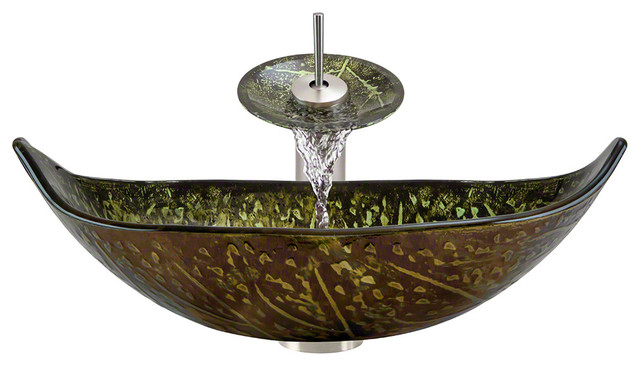 Polaris Sinks P346 Wf Bathroom Vessel Sink And Waterfall Faucet