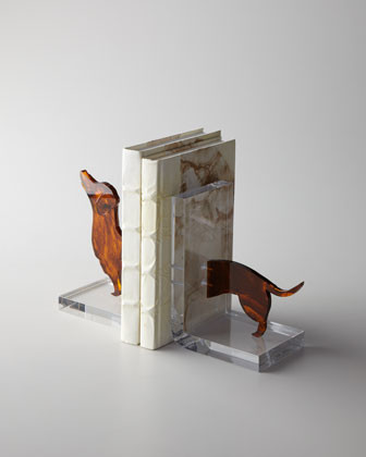 Lucite Dachshund Bookends