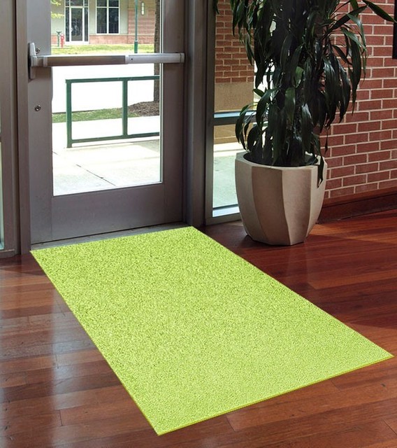 Home Queen Kids Favorite Solid Color Lime Green 4 Round Door Mats