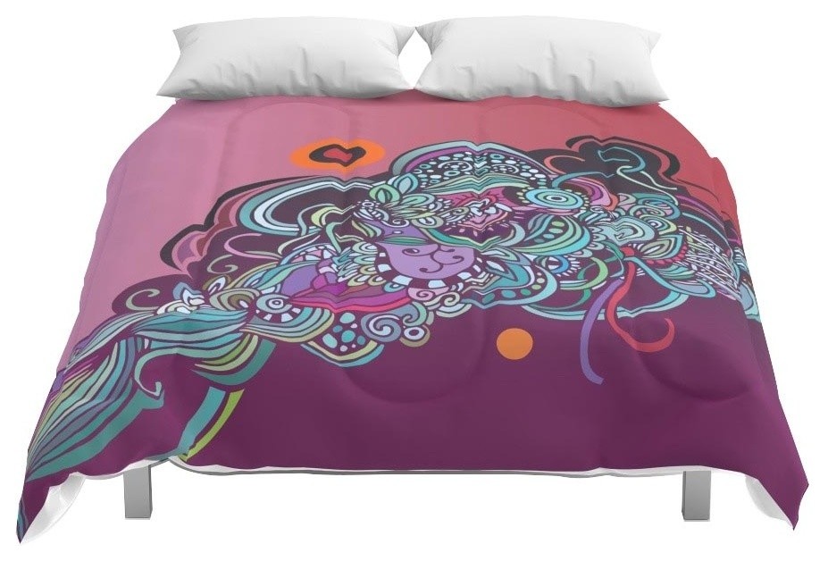 Society6 Detailed Diagonal Tangle Pink And Purple Comforter