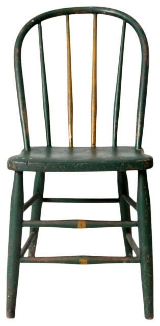 Consigned, Antique Green Bow Back Windsor Chair