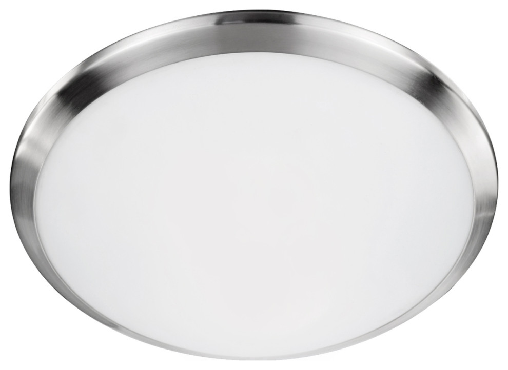 Malta Single Lamp LED Flush Mount Ceiling Fixture, Brushed Nickel, 12"Dx3.125"H, 12"Dx3.125"H