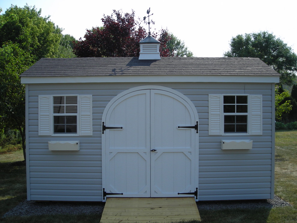 This is an example of a small contemporary detached garden shed in Philadelphia.