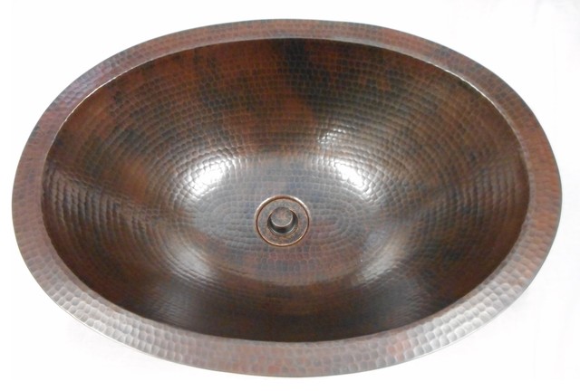 19 Oval Undermount Or Drop In Copper Vanity Bathroom Sink With Drain