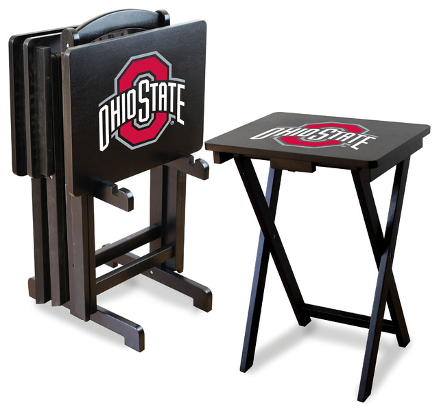 Ohio State TV Trays With Stand, Set of 4
