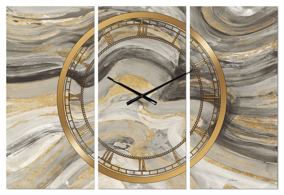 Glam Gold Canion Glam 3 Panels Metal Clock - Contemporary - Wall Clocks ...