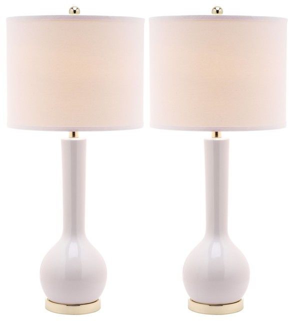Safavieh Mae Gold Base And Neck Table Lamp W 2 Light 13w Lit4091a Safavieh Mae Gold Base And Neck Table Lamp W 2 Light 13w Lit4091a Set2 Contemporary Sets By Cathy Hobbs Design Recipes