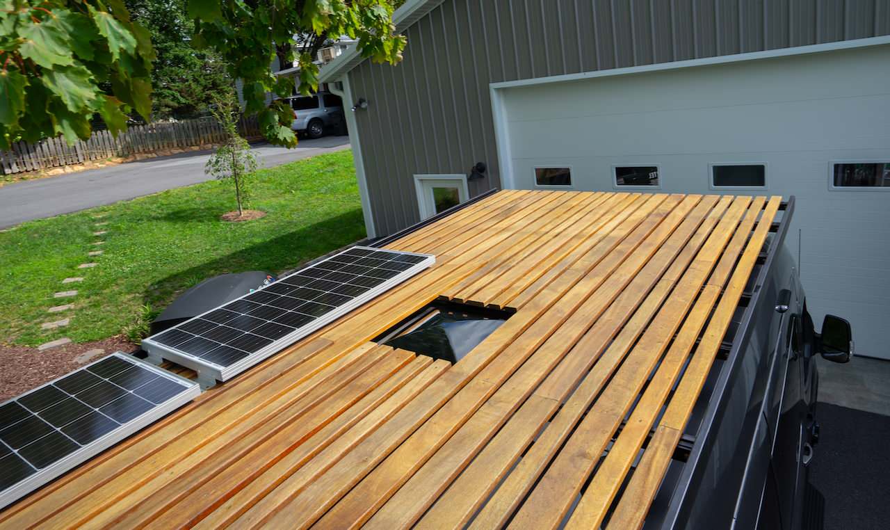 Renogy Solar Panels & Custom Mahogany Rooftop Deck