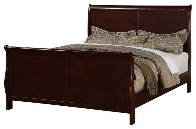 Cherry Color Bedroom Furniture California King Bed - Transitional