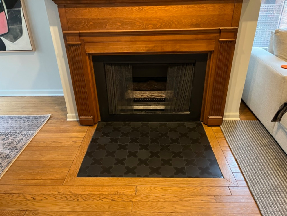 After - Fireplace Landing Tile Replacement