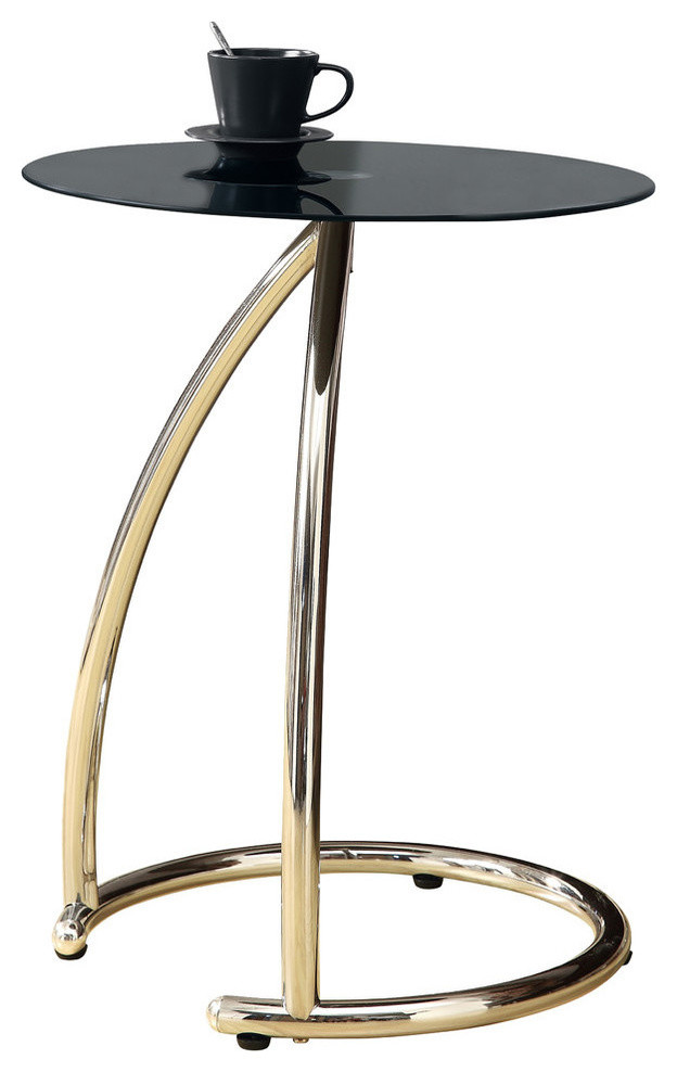 Accent Table, Chrome Metal With Black Tempered Glass