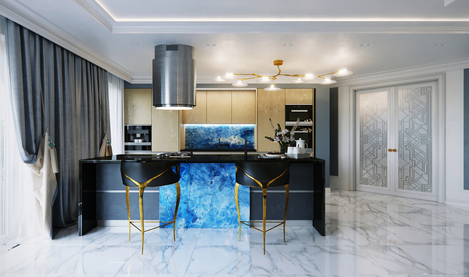 Интерьер пятикомнатной квартиры в неоклассике, г. Дюссельдорф, Германия