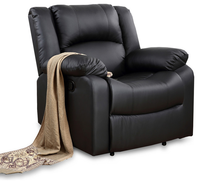 Deluxe Heavily Padded Faux Leather Recliner Chair Contemporary