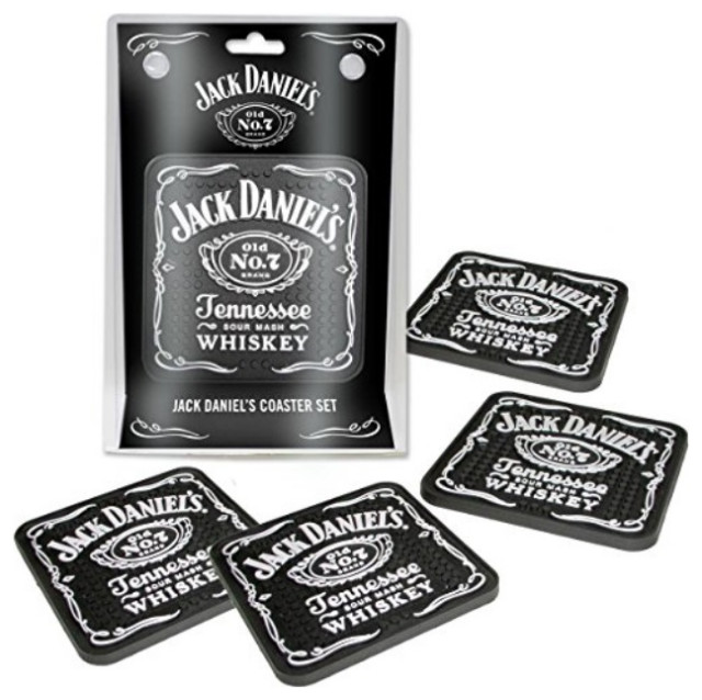 Jack Daniel's® PVC Rubber Set of 4 Coaster Set Mini Beverage Mats JD