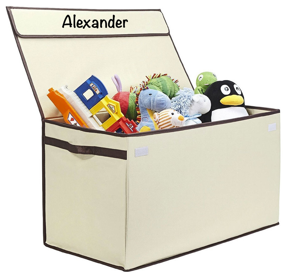 Personalized Kids Collapsible Toy Box With Flip-Top Lid, Charlotte
