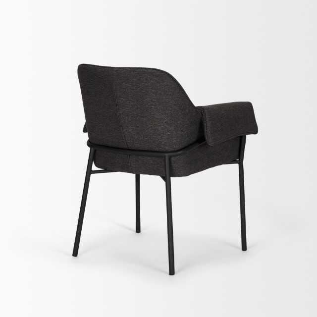 Brently Dining Chair With Gray Fabric and Matte Black Metal Legs, Set ...