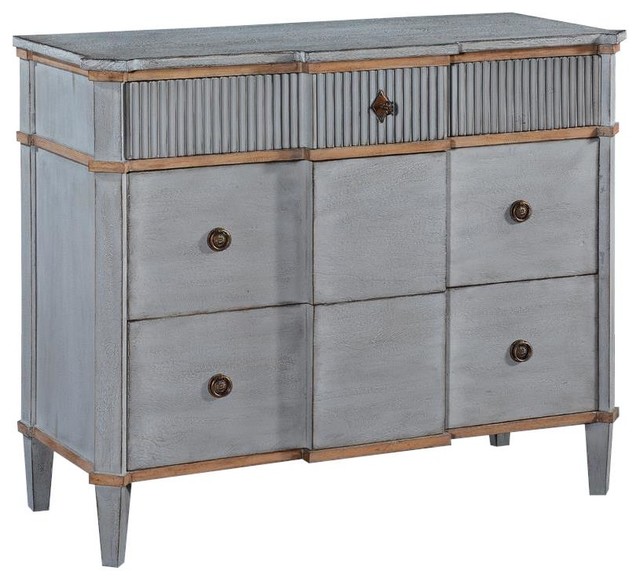 ST. DENIS Console Chest of Drawers Gold Accents Old-World Distressing - Farmhouse - Accent ...