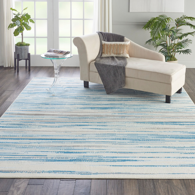 Nourison Jubilant Teal Blue And White 8, Teal Blue Rugs