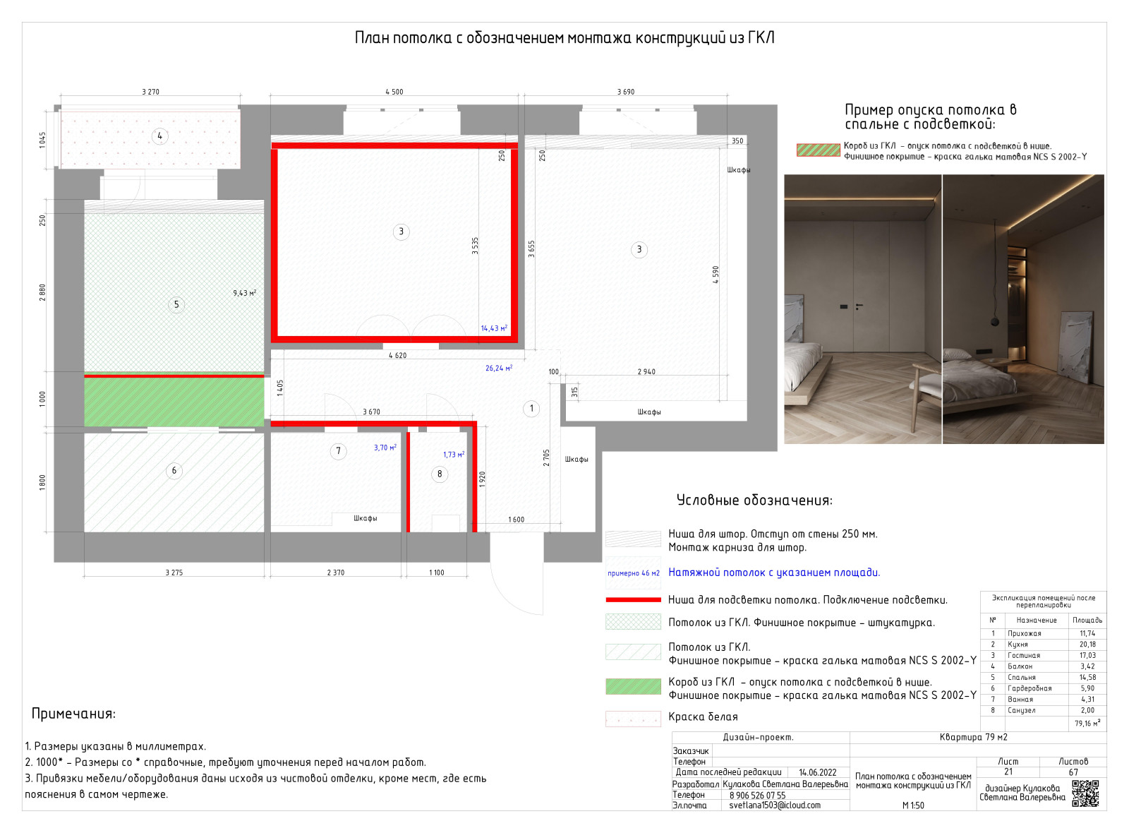 АЛЬБОМ РАБОЧИХ ЧЕРТЕЖЕЙ (двухкомнатная квартира 79 м2)