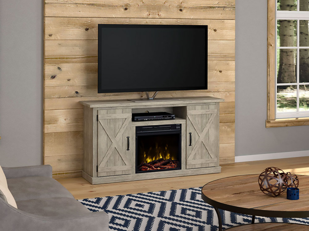 Killian Media Console & 18in Firebox Transitional Entertainment