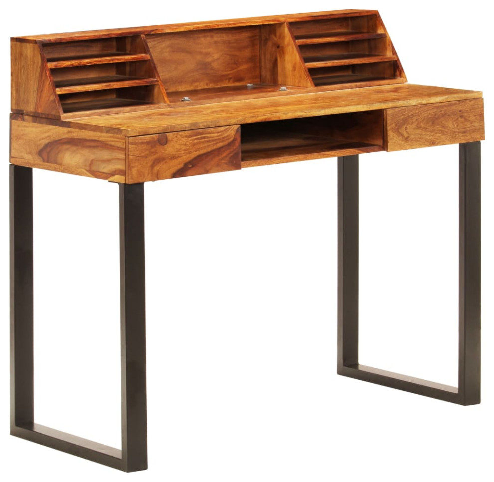 vidaXL Desk Computer Desk Home Office Desk with Steel Legs Solid