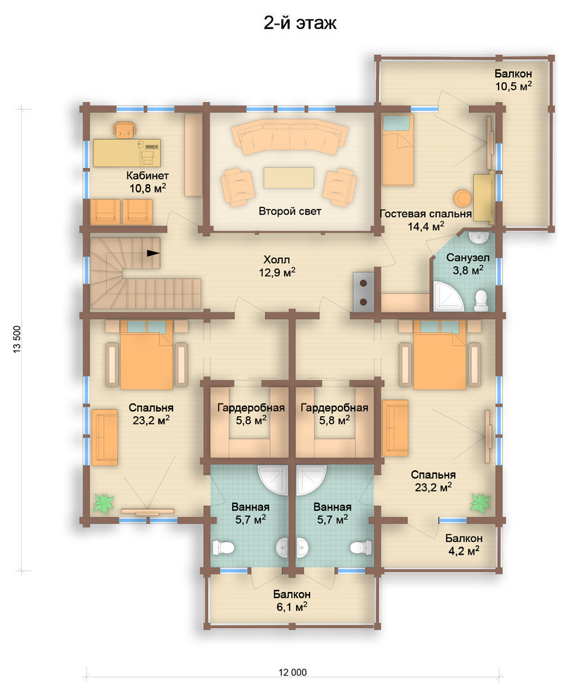 Дом из клеёного бруса Neoclassical Style 250