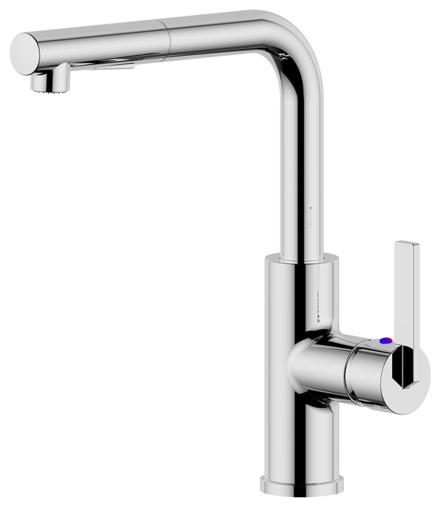 Ultra Faucets UF13700 Polished Chrome Hena Kitchen Faucet With Pull-Out Spray
