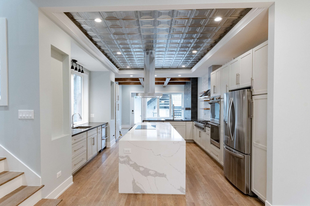 Chicago Custom Kitchen Remodel with Waterfall Island