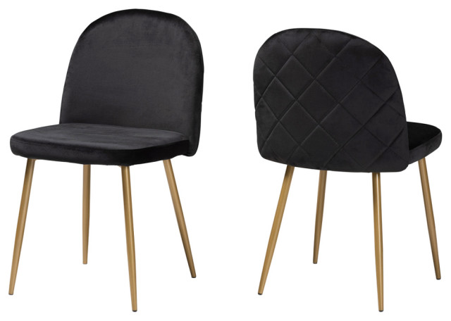 Sophiya Contemporary Velvet Dining Chair Set Black