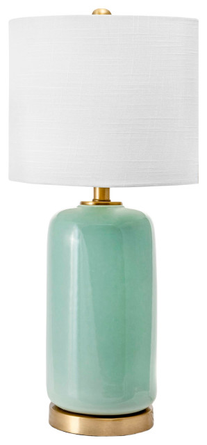 Nuloom Bell 26 Ceramic Table Lamp, Julia Seafoam Green Glass Table Lamp