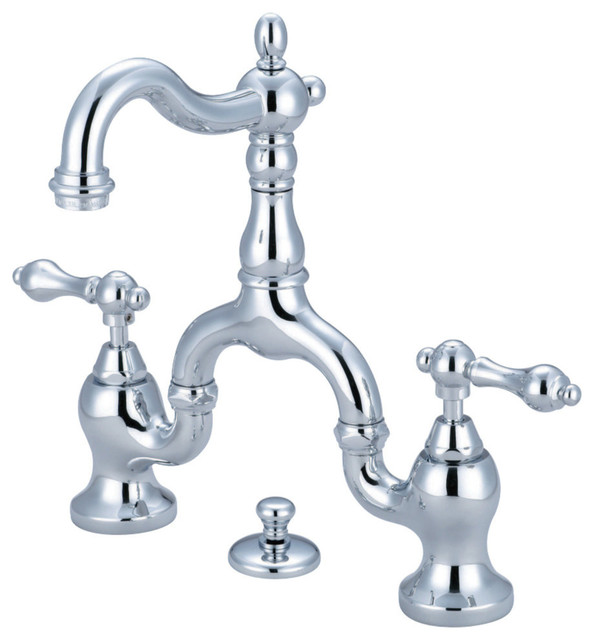 Kingston Brass Bathroom Faucet With Brass Pop-Up, Polished Chrome