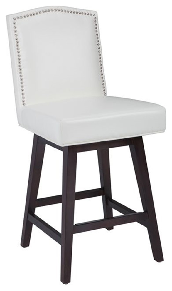 Swivel Stool, Leather, Ivory, Counter Seat