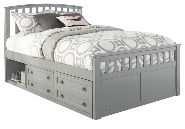 Barrett Gray Full Size Captains Bed Transitional Kids Beds
