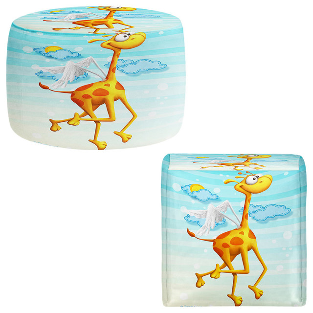 Fly Giraffe Fly Pouf Chair Foot Stool, Square 13"x13"x13"