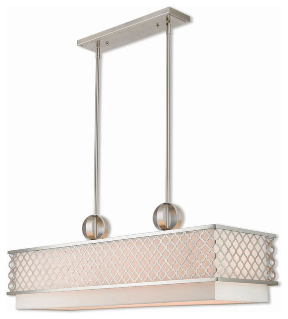 9Light Brushed Nickel Linear Chandelier Mediterranean Chandeliers