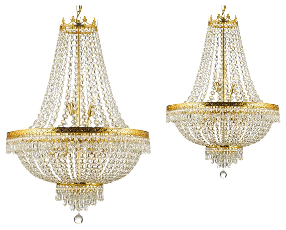 French Empire Empress Crystal Chandelier 2Piece Set Traditional