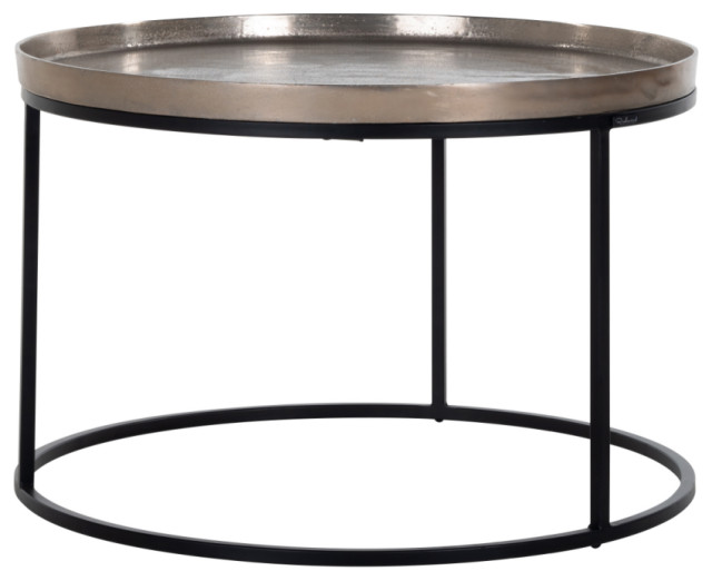 Round Gold Tray Coffee Table OROA Milo Industrial Coffee Tables
