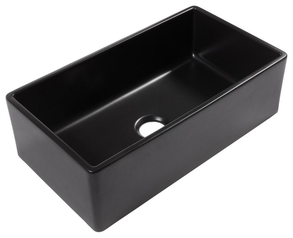 Austen Matte Black Fireclay 33" Single Bowl Farmhouse Undermount Sink