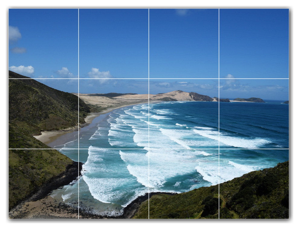 Waves Ceramic Tile Wall Mural HZ501156, 24" Wide x 18" High Beach