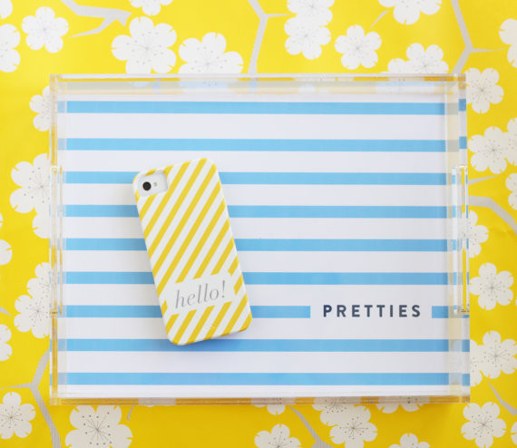 Personalized Lucite Tray, Simple Stripe by Pencil Shavings Studio